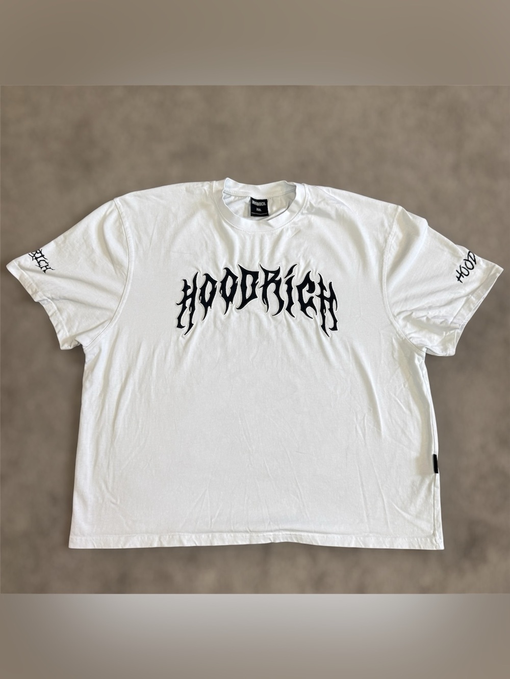 Hoodrich Men's Oversized Embroidered Logo Graphic T Shirt XXL 2xl White